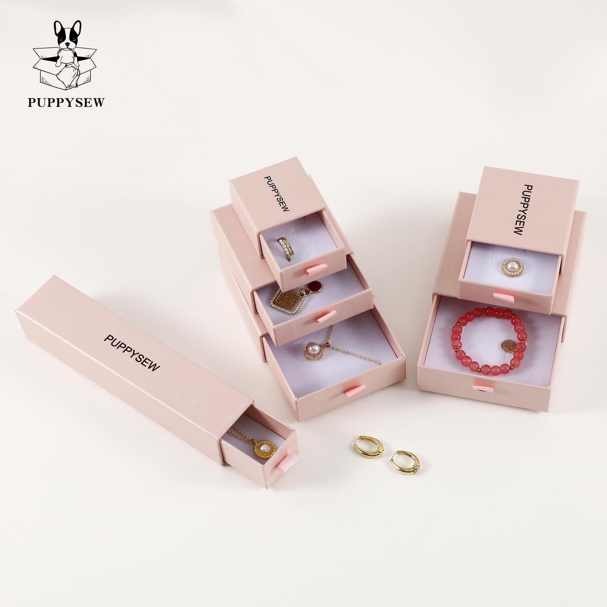 Handmade Kraft Paper Jewelry Box with Customizable Logo-1