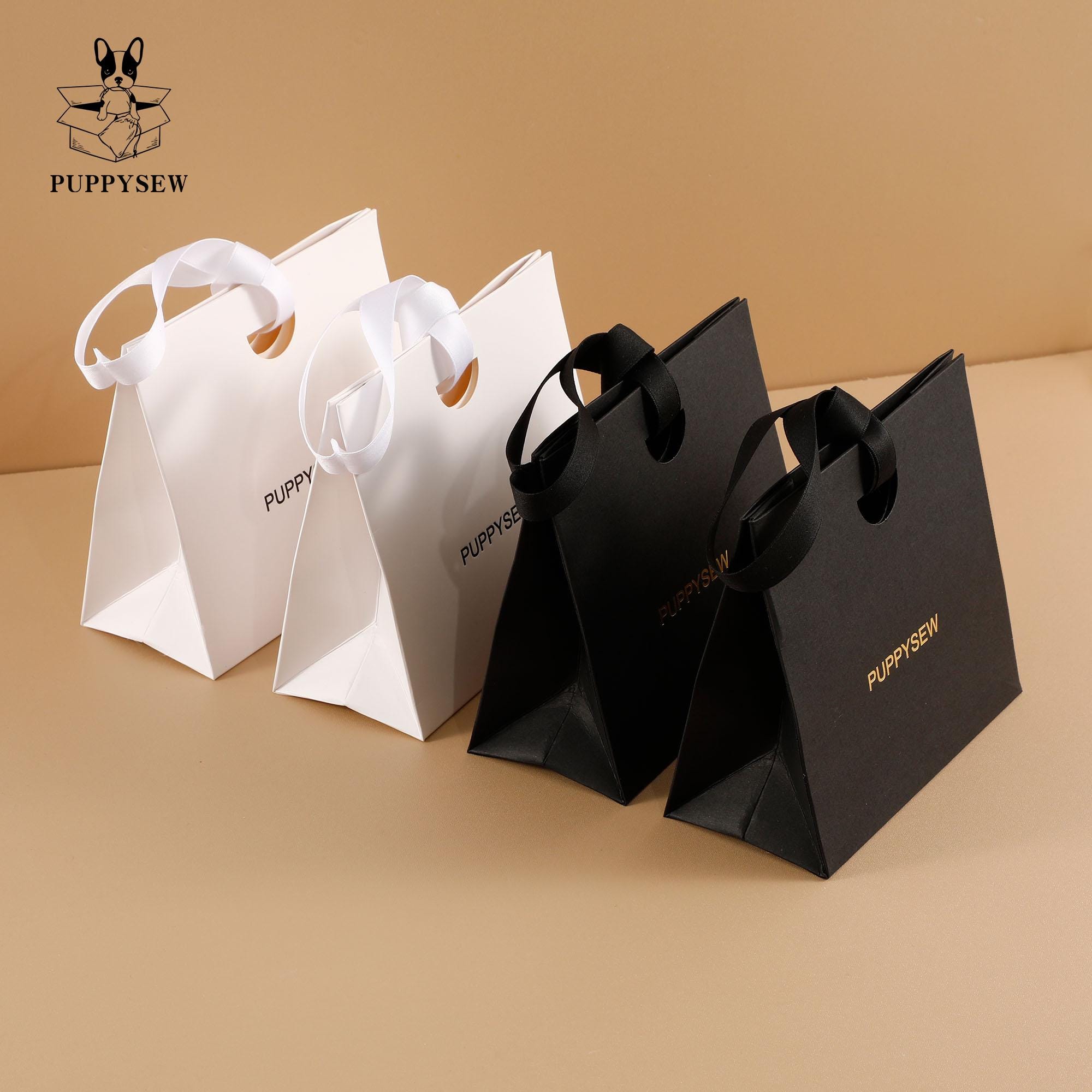 Custom Kraft Paper Gift Bags with Logo & Ribbon – Thick Texture Packaging-zoom-3