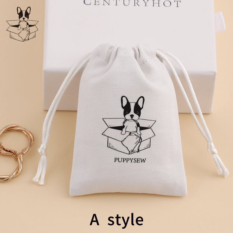 Custom Printed Canvas Drawstring Bag, Jewelry Packaging (50 pcs)-zoom-