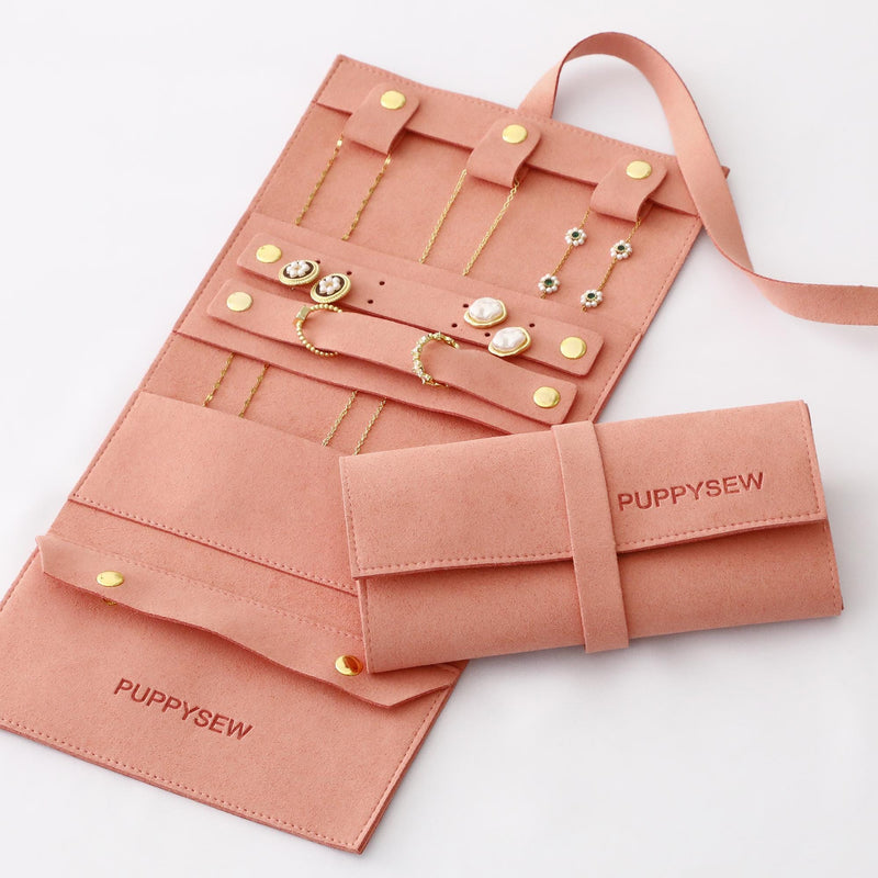 Travel Jewelry Roll Organizer – Microfiber Roll-Up Bag-zoom-