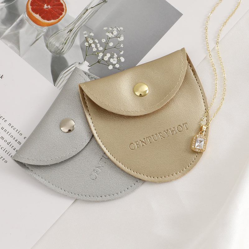 Custom Embossed Logo Faux Leather Jewelry Bags - Bulk 50-zoom-