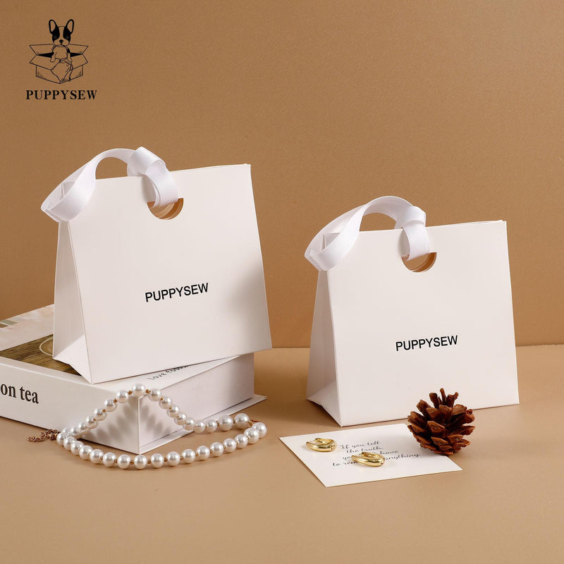Custom Kraft Paper Gift Bags with Logo & Ribbon – Thick Texture Packaging-zoom-