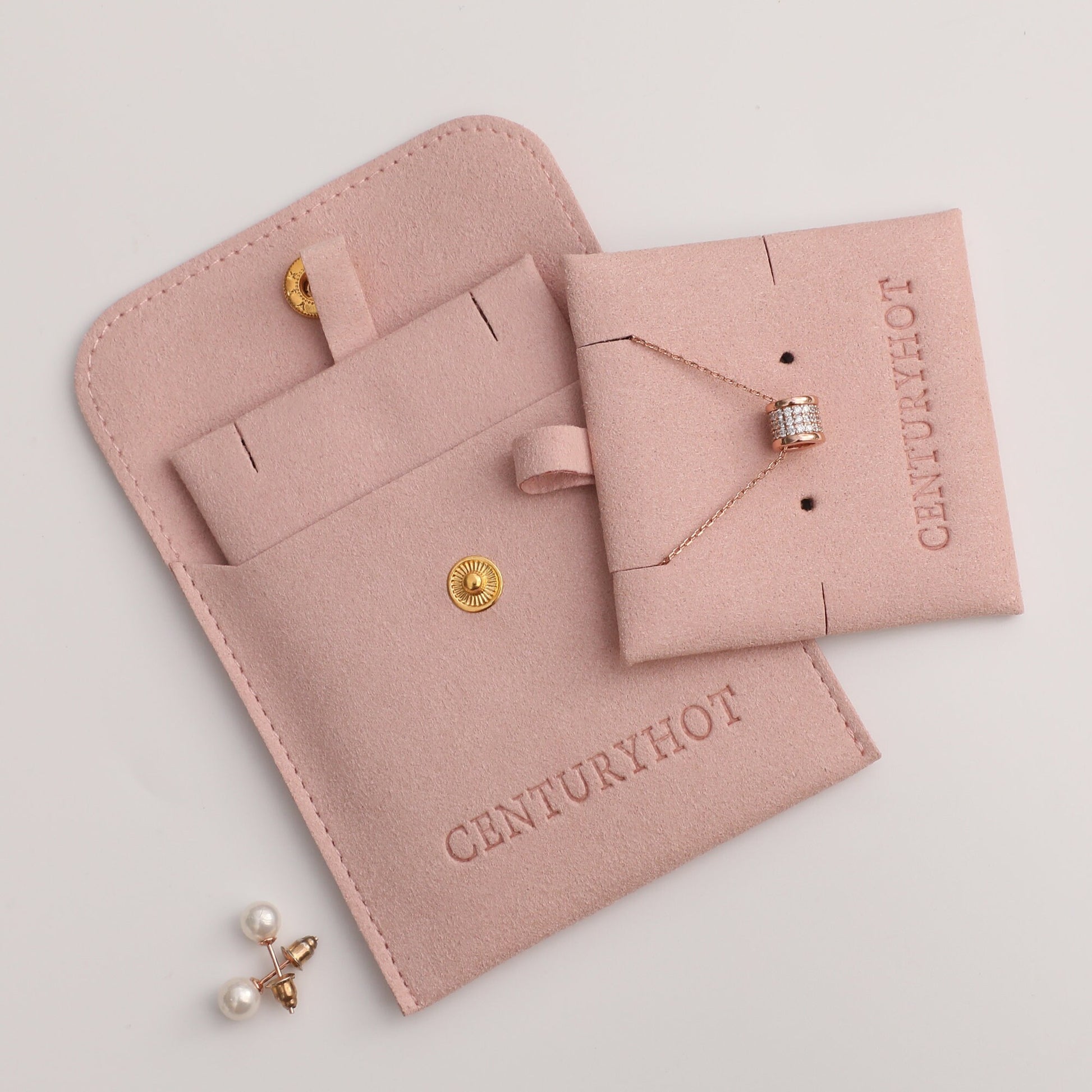 Custom Jewelry Pouch Set (50) | Microfiber Snap Bags with Logo-3