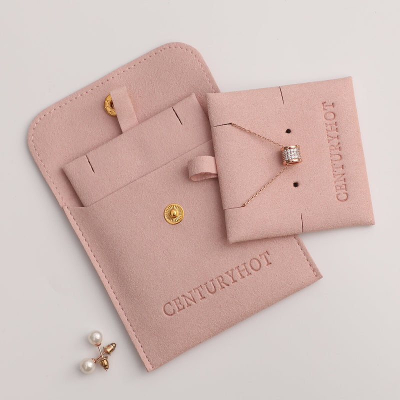 Custom Jewelry Pouch Set (50) | Microfiber Snap Bags with Logo-zoom-