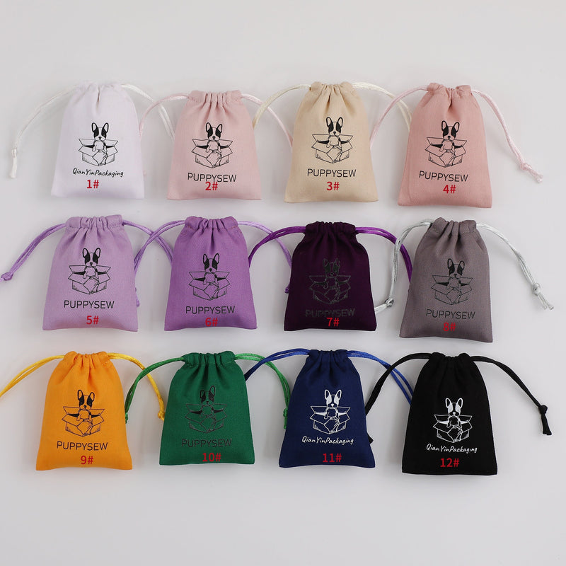 Custom Logo Cotton Drawstring Bag, Personalized Jewelry Packaging-zoom-