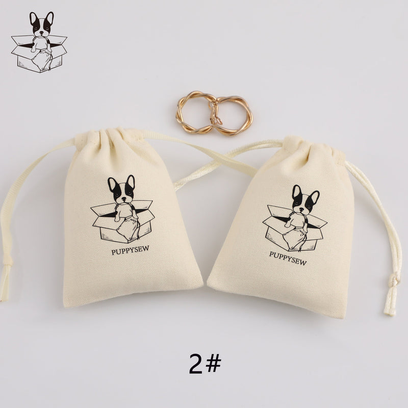 Custom Printed Canvas Drawstring Bag, Jewelry Packaging (50 pcs)-zoom-