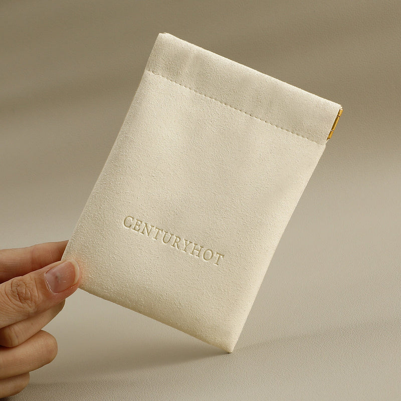50 Gray Microfiber Jewelry Bag, Custom Logo Gift Pouch-zoom-