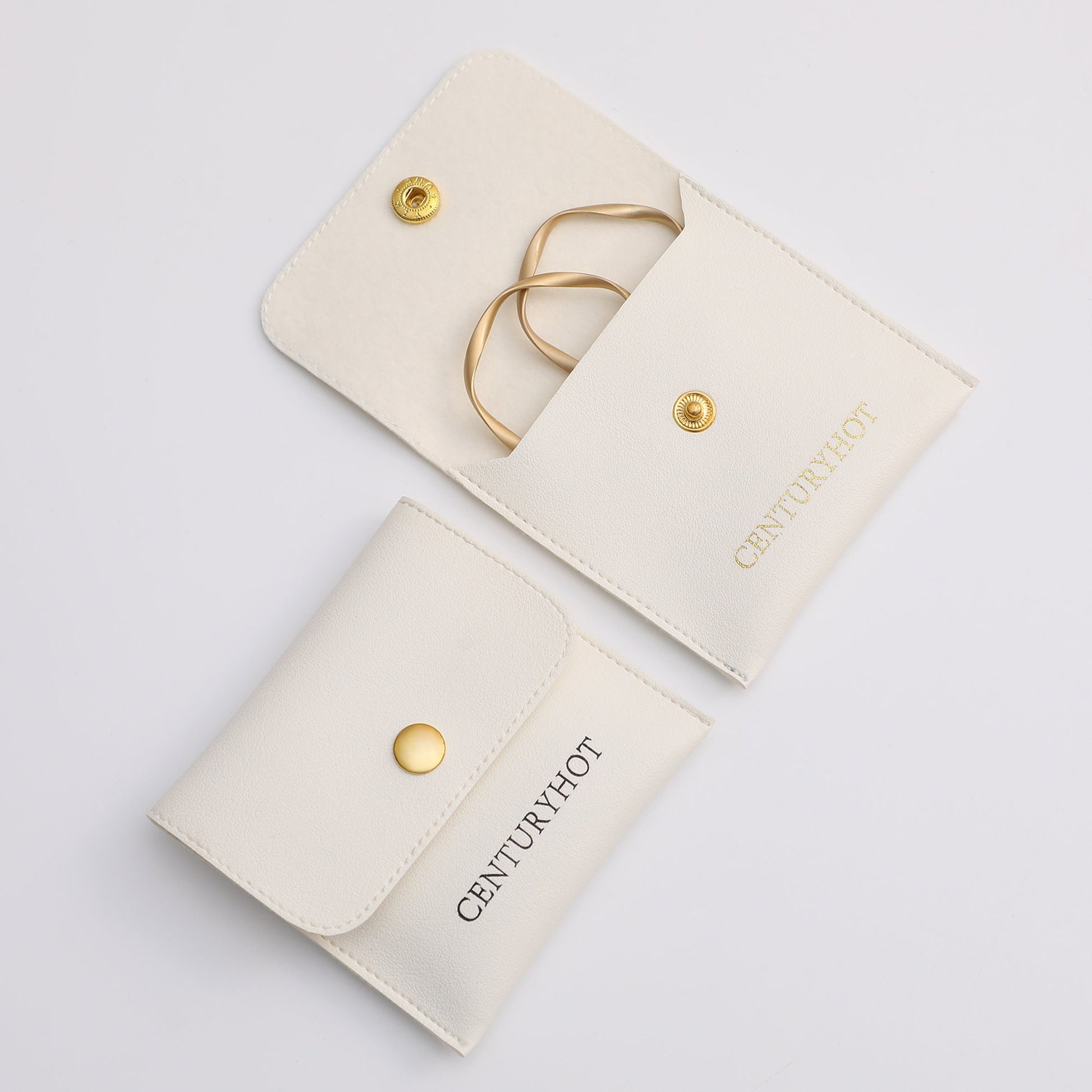 Custom Logo Faux Leather Jewelry Pouch, Snap Pocket-3