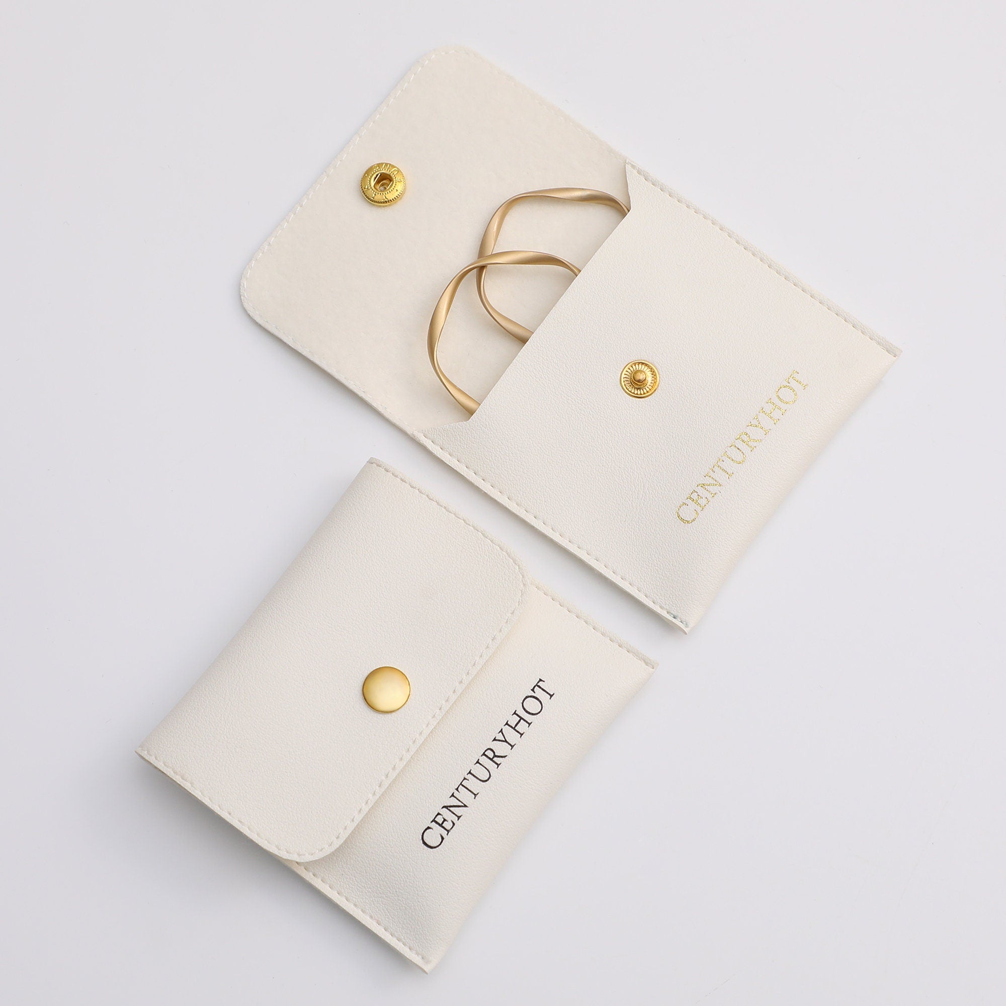 Custom Logo Faux Leather Jewelry Pouch, Snap Pocket-zoom-3