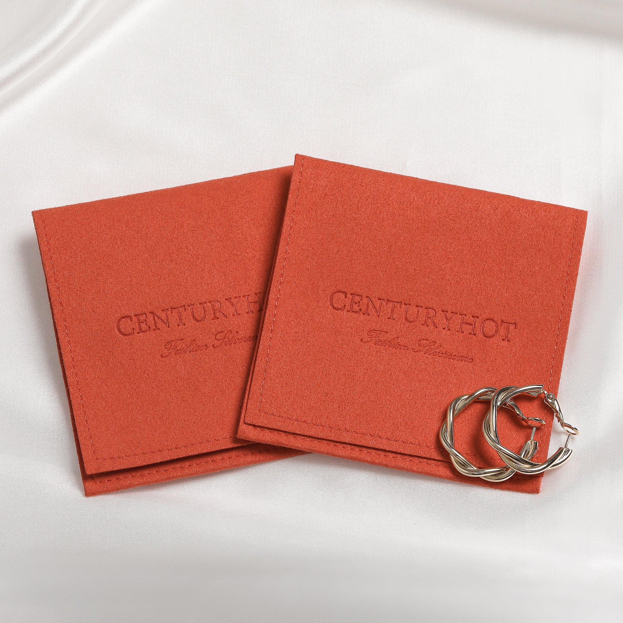 50pc Orange Microfiber Jewelry Bag, Personalized Envelope Packaging-zoom-4