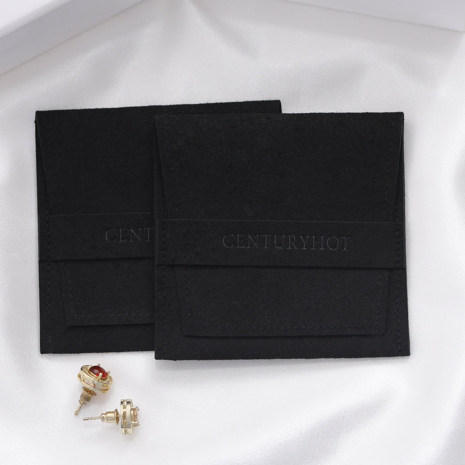 Custom Logo Microfiber Jewelry Bag - Black Fashion Packaging (50pcs)-4