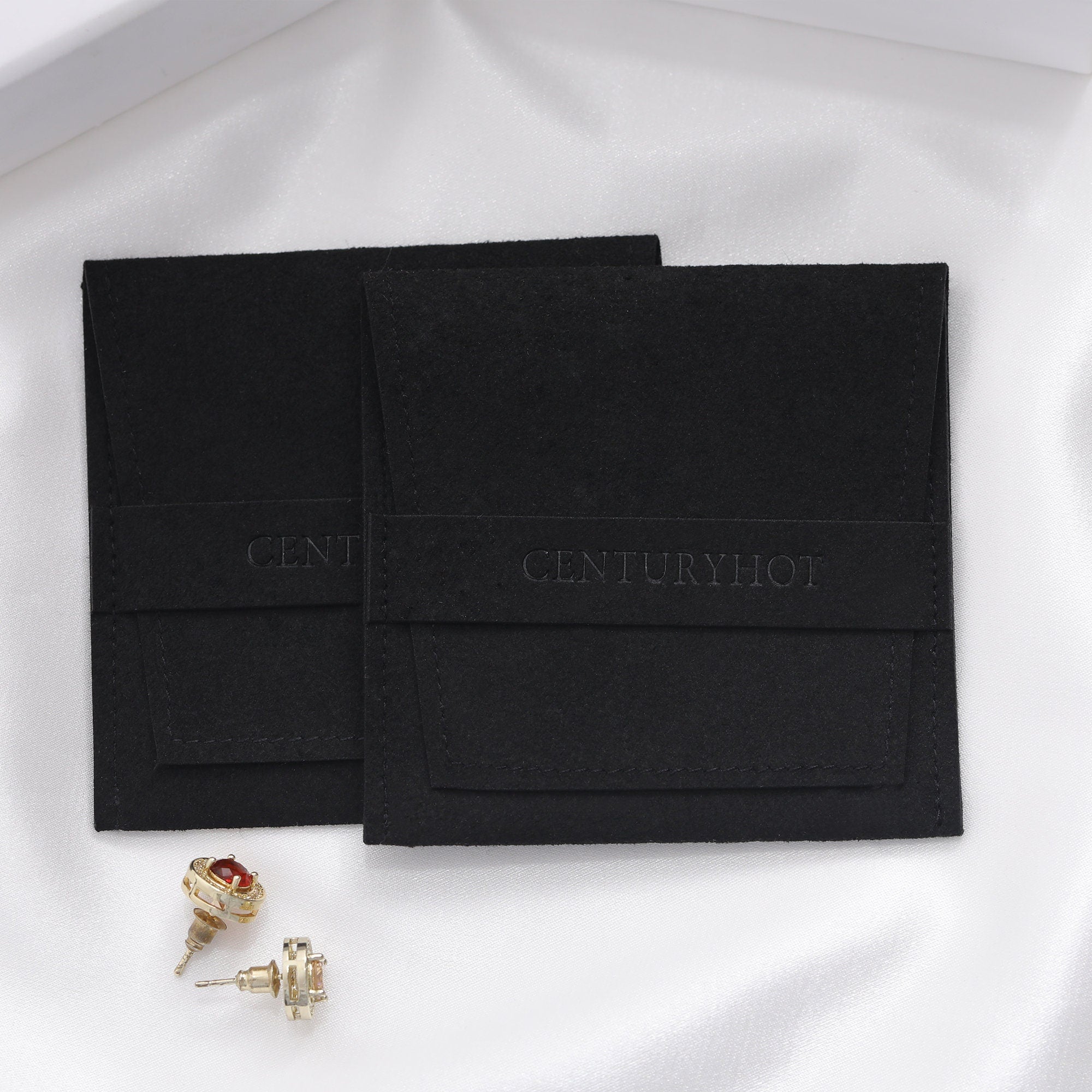 Custom Logo Microfiber Jewelry Bag - Black Fashion Packaging (50pcs)-zoom-4
