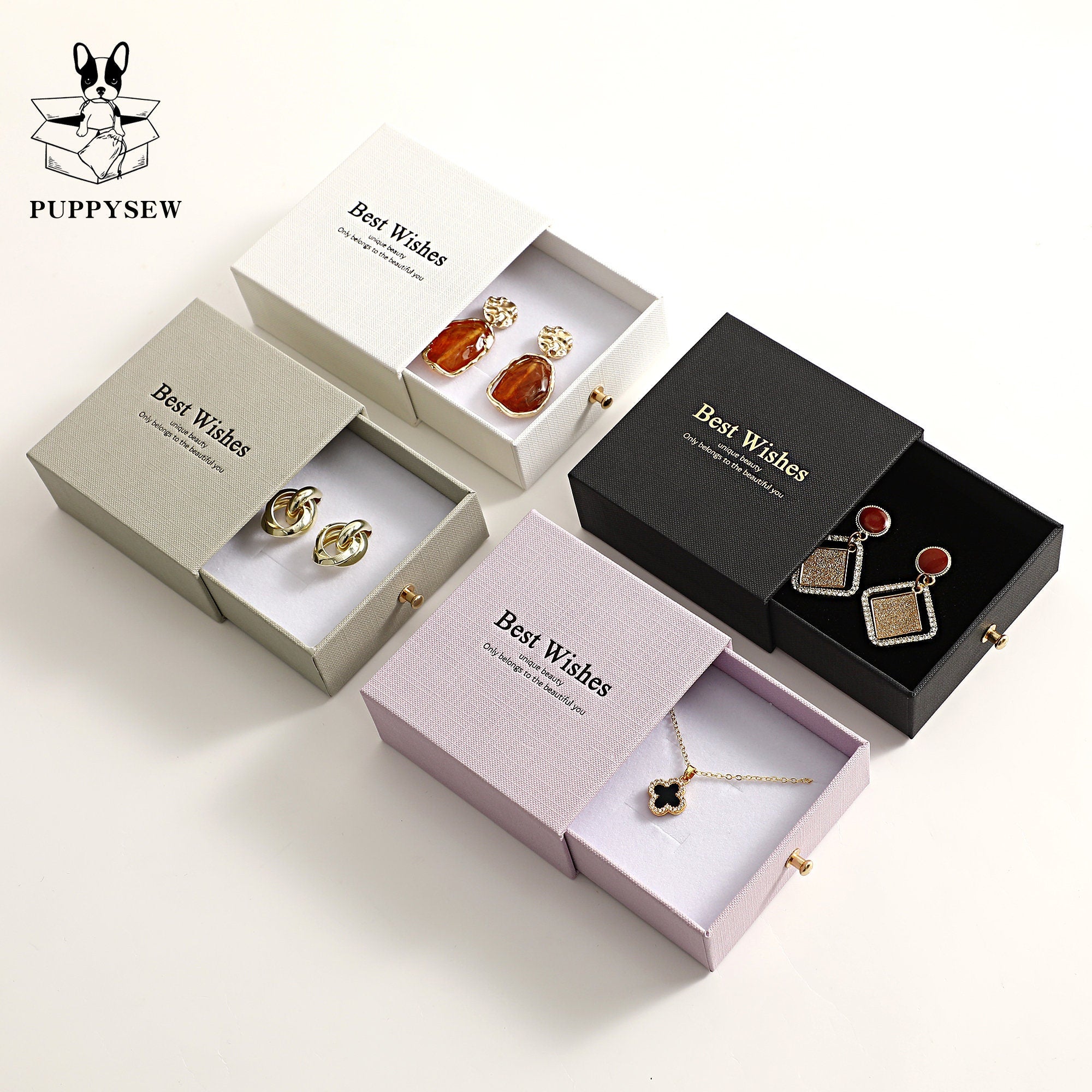 Customizable Jewelry Box with Metal Handle - Necklace, Ring Packaging (50pcs)-zoom-3