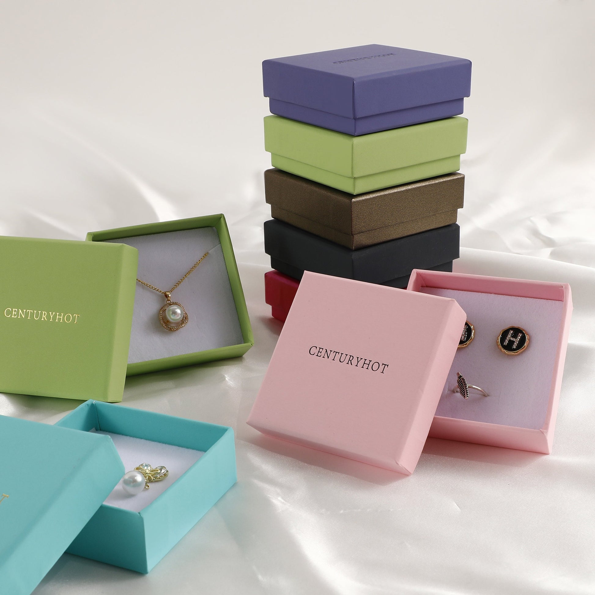 Custom Logo Jewelry Box, Chic Ring/Necklace Gift Box-8