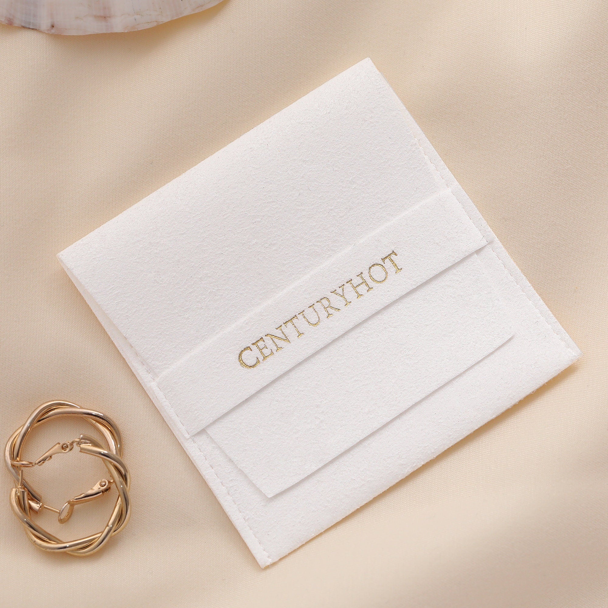 Personalized Microfiber Jewelry Bags, Embossed Logo (50 pcs)