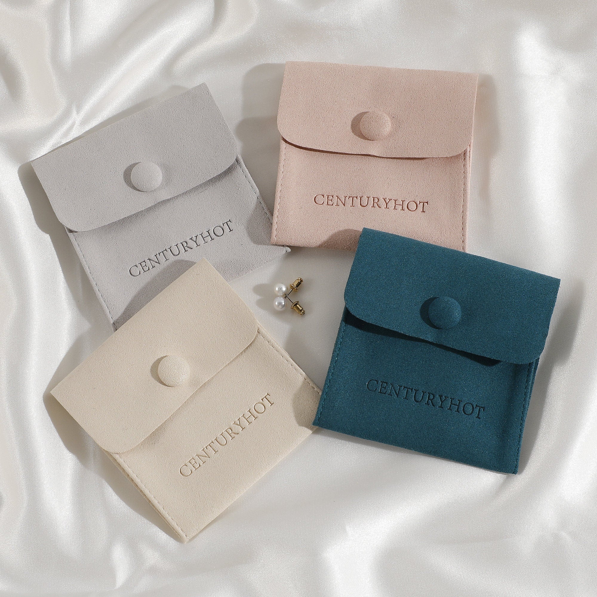 50 Jewelry Bag Pouch with Button Logo Custom Printed Card Earrings Necklace Packaging Bag-zoom-9