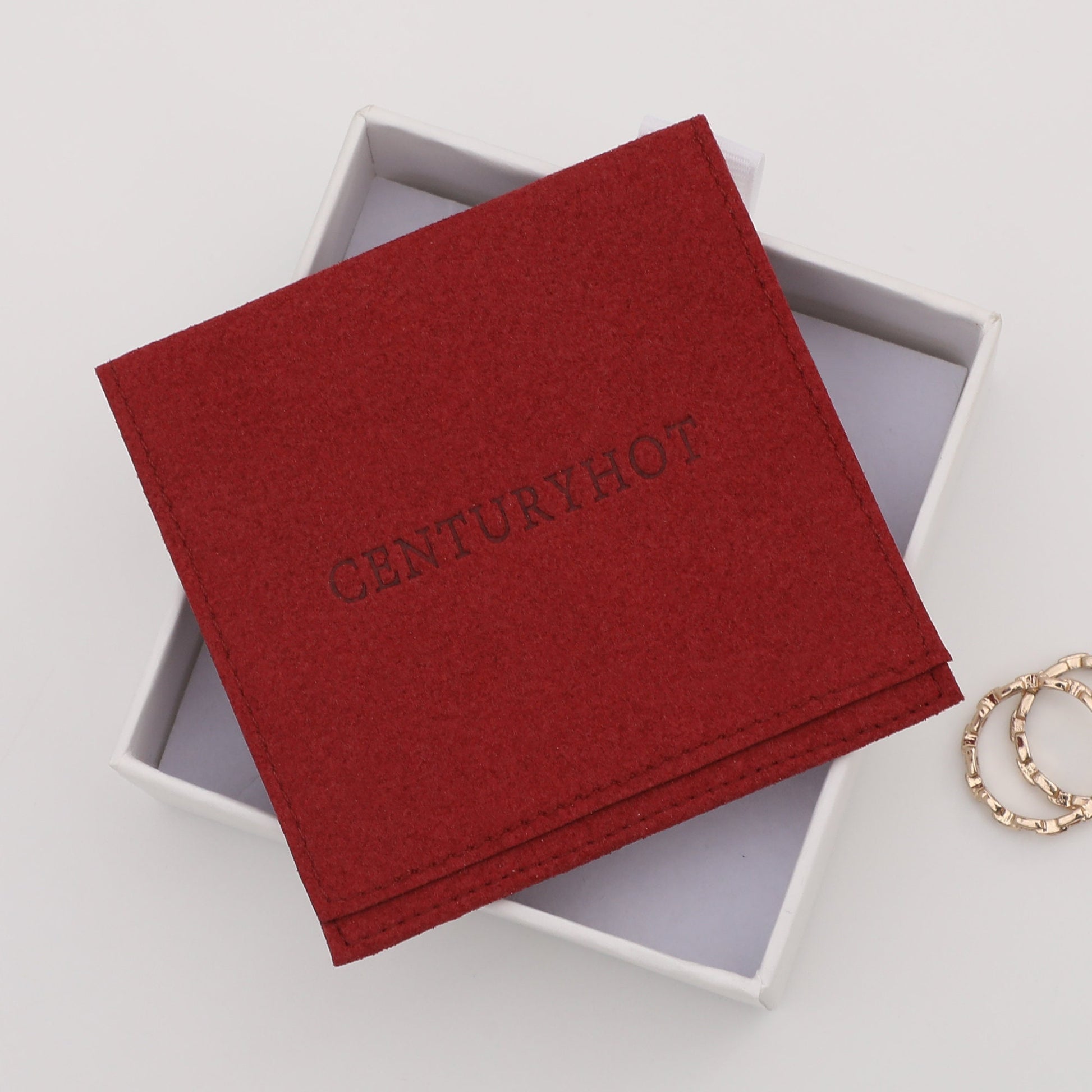 Personalized Red Microfiber Jewelry Bags, Custom Logo Embossed-5