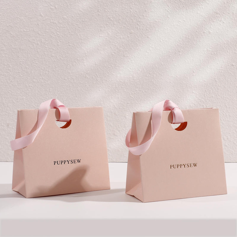 Custom Pink Ribbon Paper Bags, Luxury Boutique Packaging, Personalized Logo-zoom-