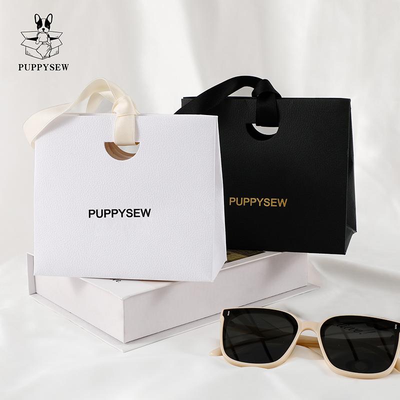 Custom Textured Gift Paper Bags with Ribbon, Personalized Logo-2