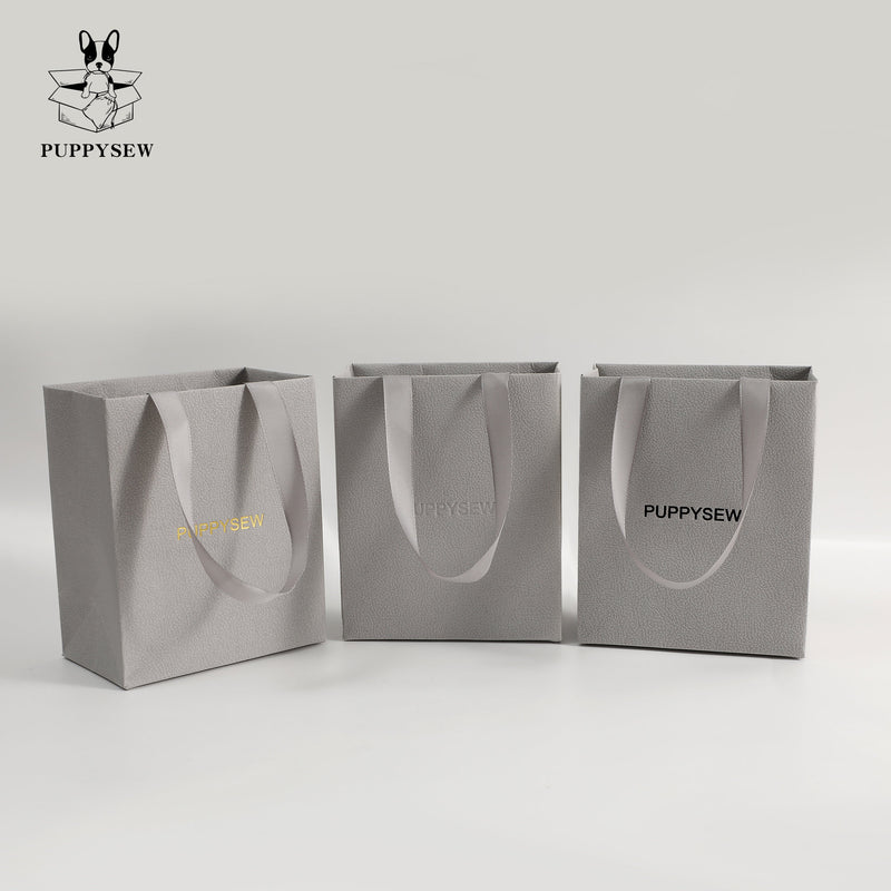 Custom Logo Gift Paper Bags, Textured Luxury Packaging (12.5x7.5x15 cm)-zoom-