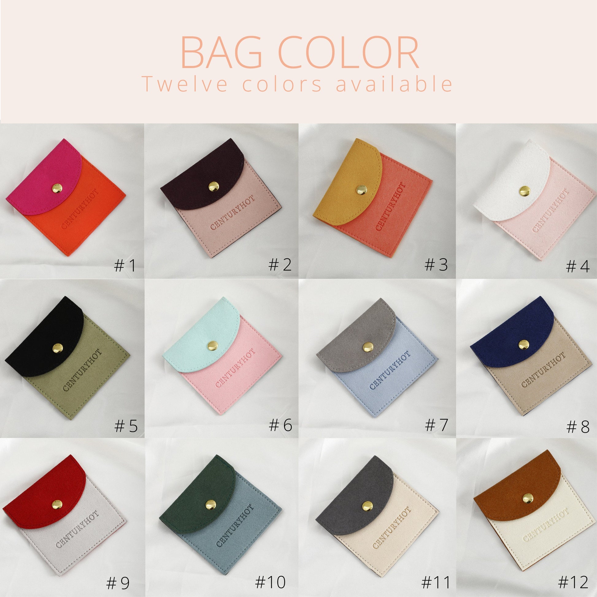 Personalized Logo Microfiber Jewelry Packaging Bag with Button (50pcs)-8