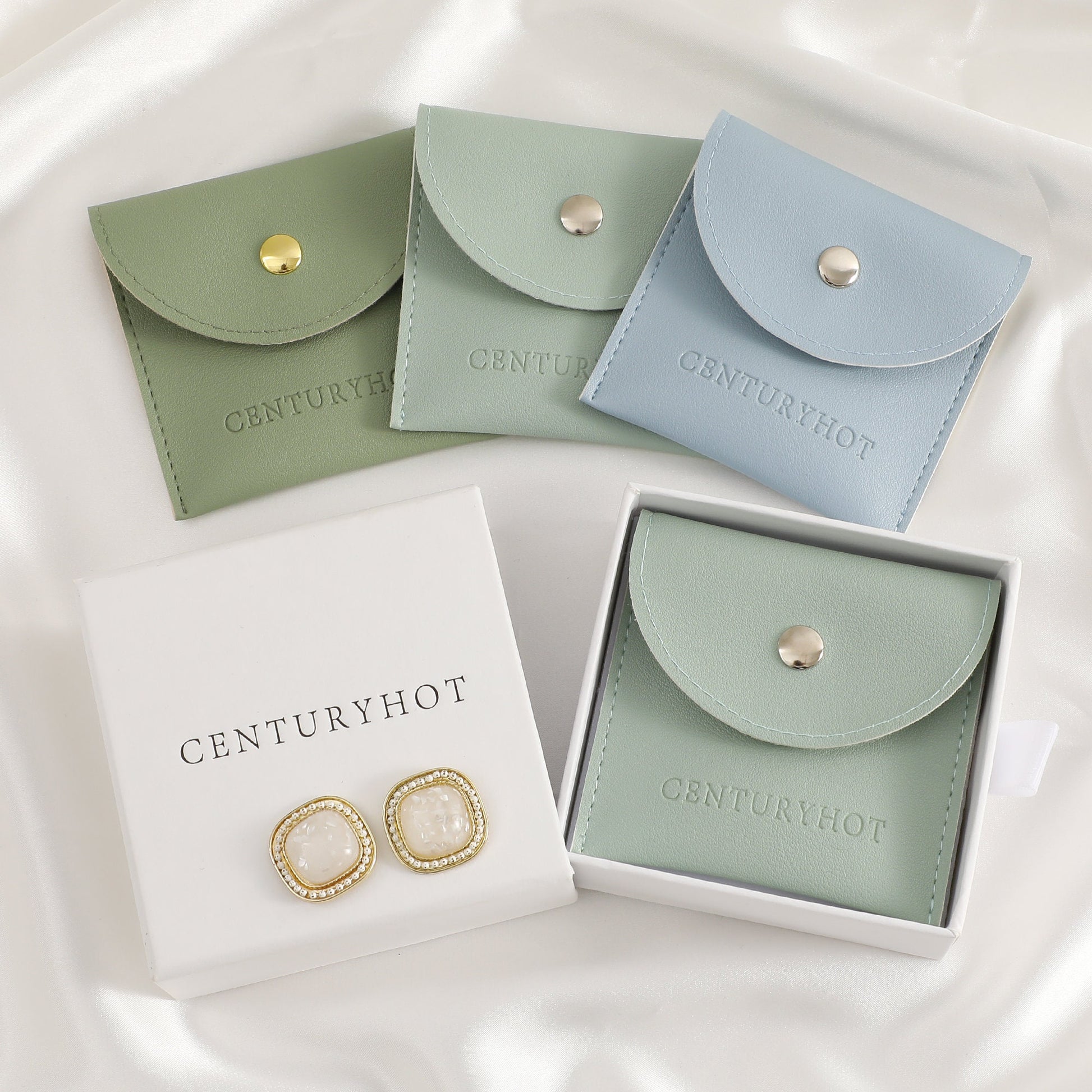 Custom Logo Faux Leather Jewelry Snap Bag (8x8cm)-3