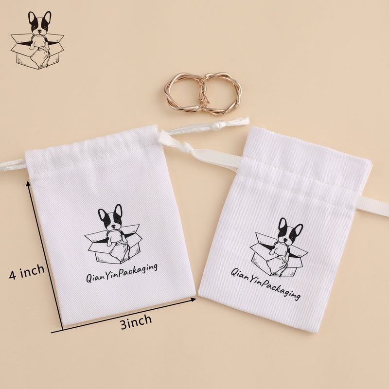 Custom Logo Twill Cotton Drawstring Bag: Jewelry Packaging Pouch-zoom-