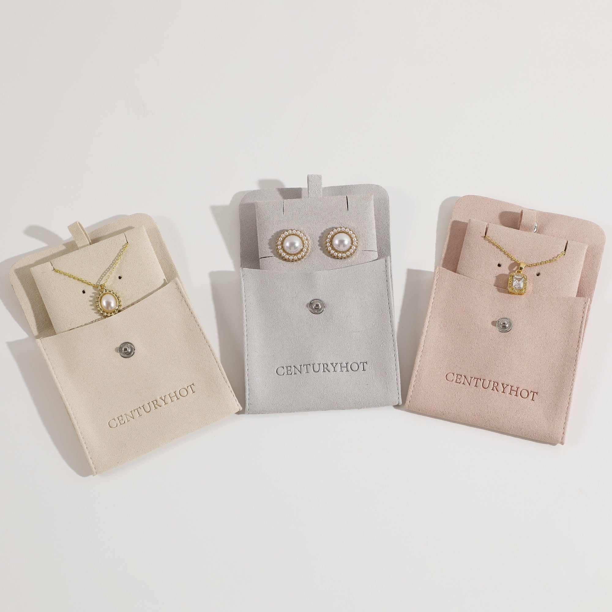 50 Jewelry Bag Pouch with Button Logo Custom Printed Card Earrings Necklace Packaging Bag-zoom-10