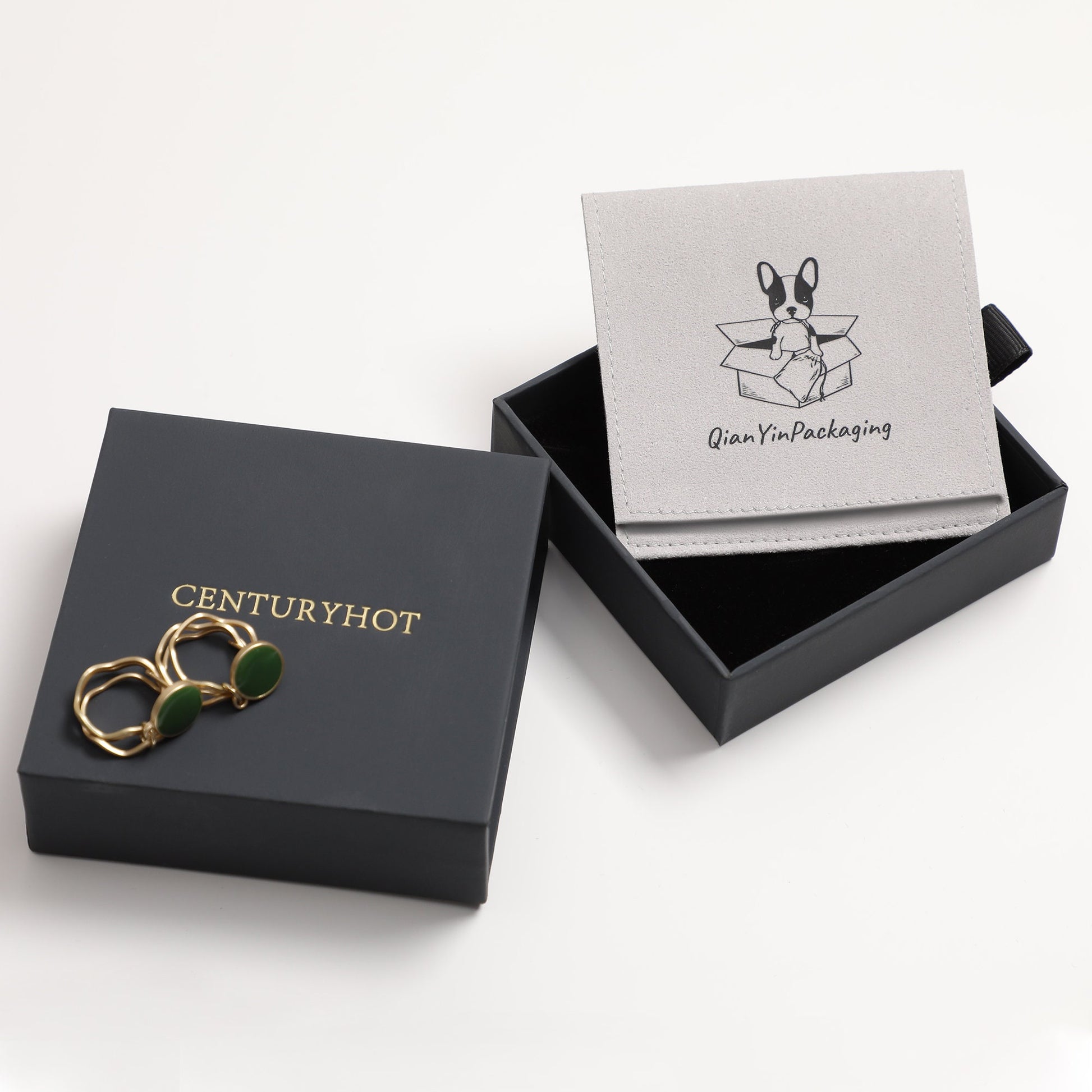50 Gray Paper Jewelry Box with Sponge, Custom Logo-9