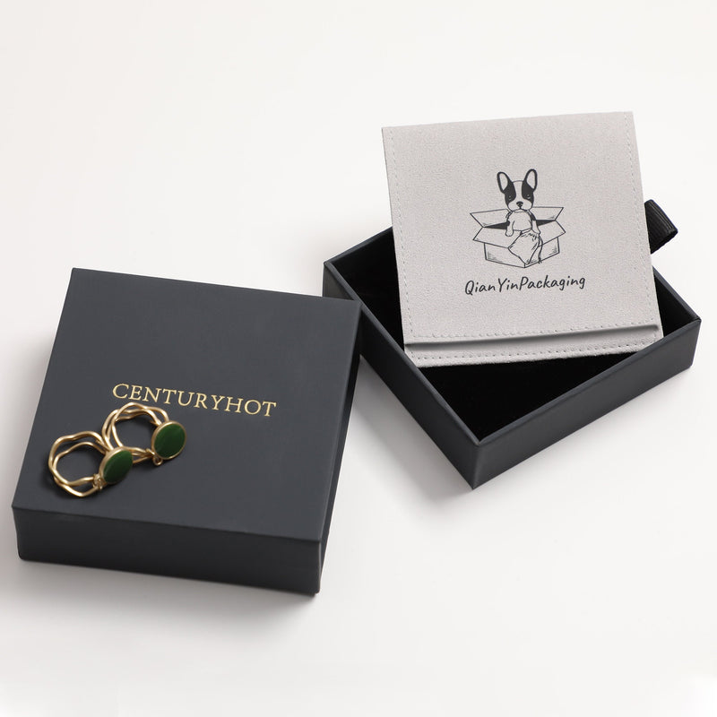 50 Gray Paper Jewelry Box with Sponge, Custom Logo-zoom-