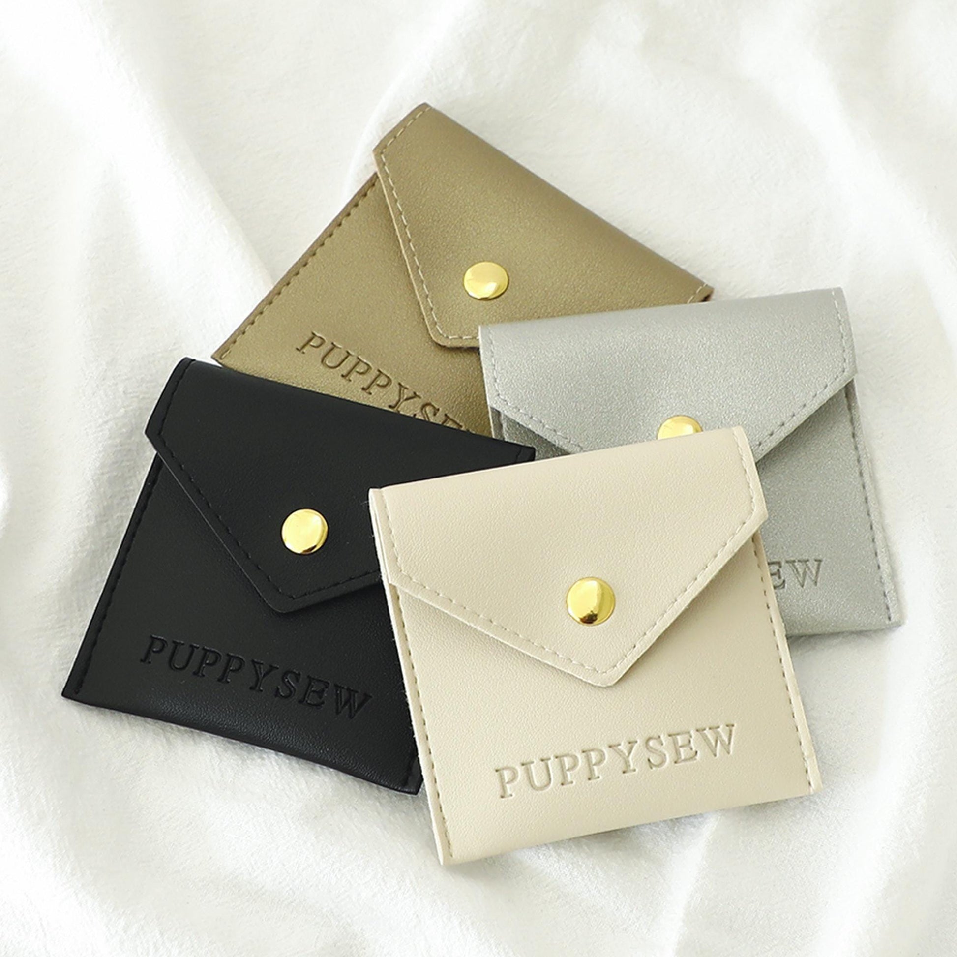 Custom Logo Faux Leather Jewelry Bag, Soft Button Packaging-8