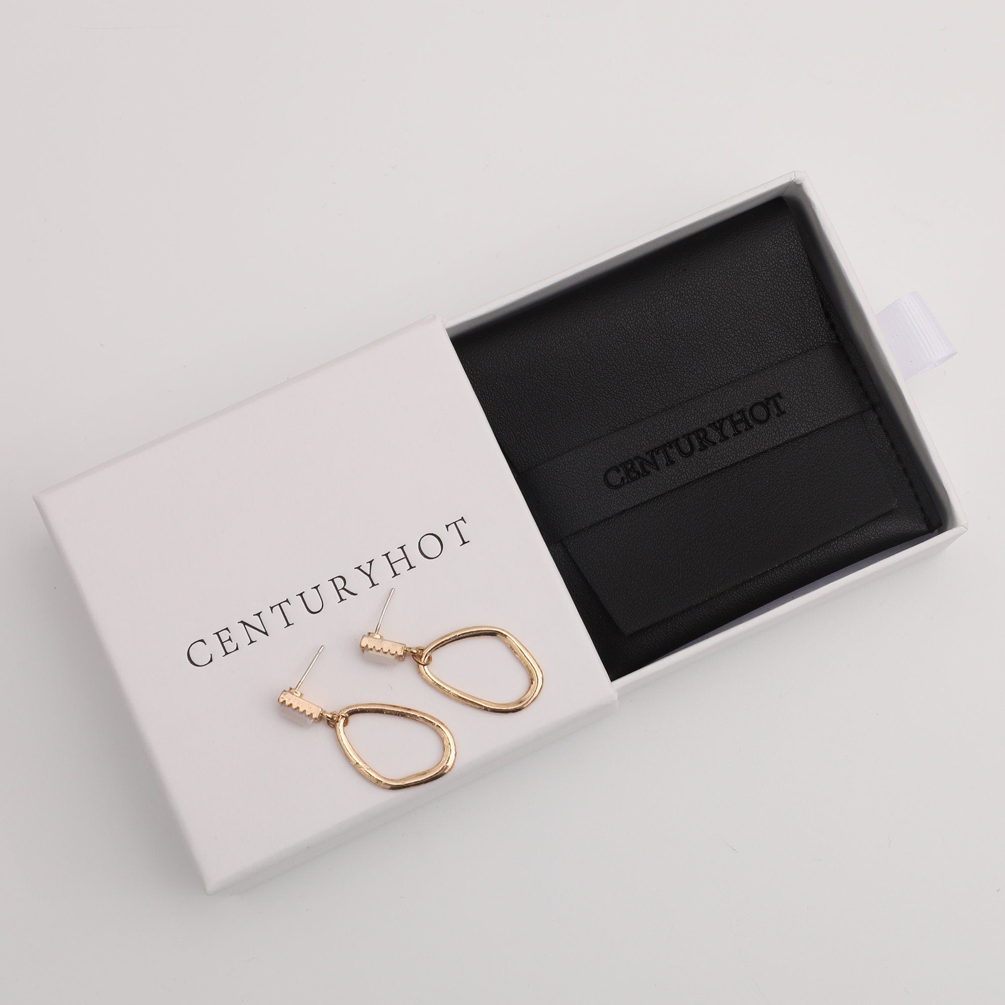 Personalized Logo Jewelry Pouch, Black Faux Leather Ring Pouch (8x8cm)-zoom-6