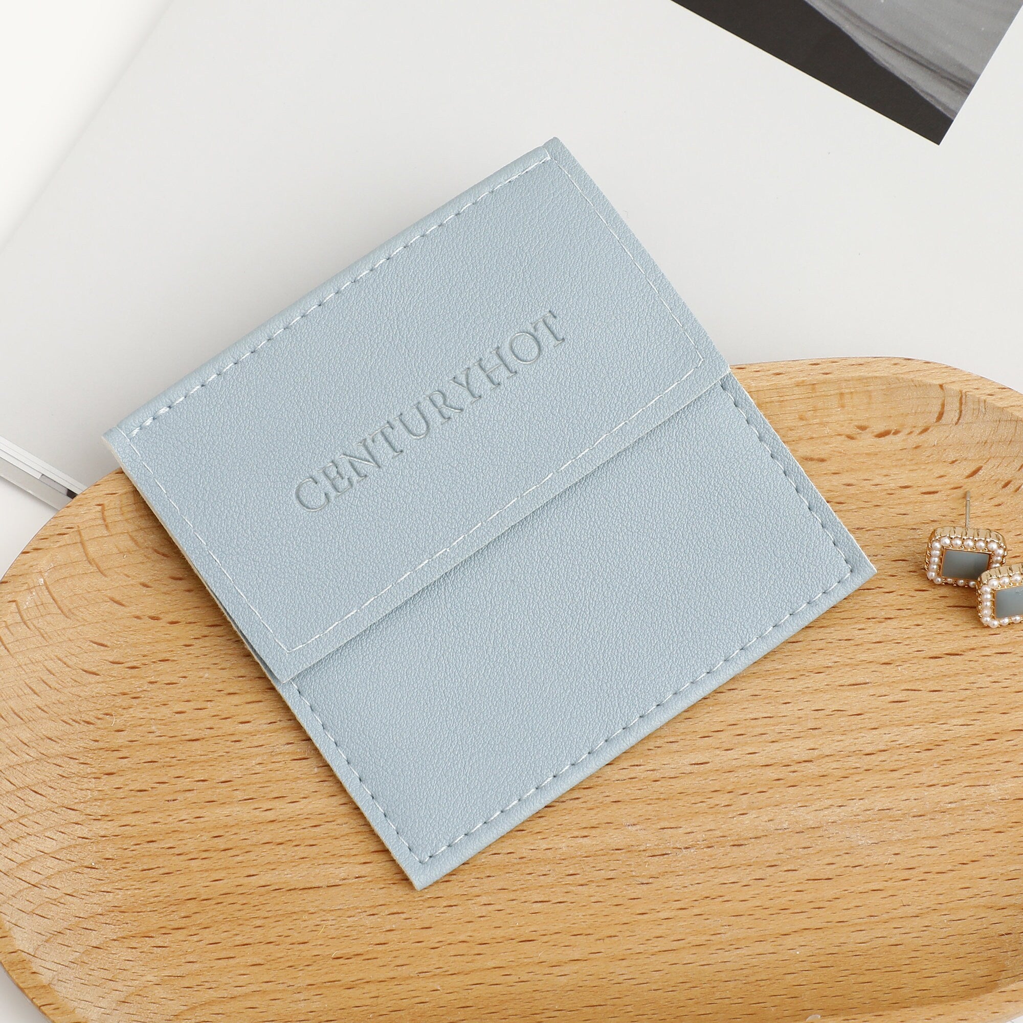 Necklace Bag Faux Leather Customizable Logo Pouch Necklace Earrings Ring Jewelry Packaging-zoom-5