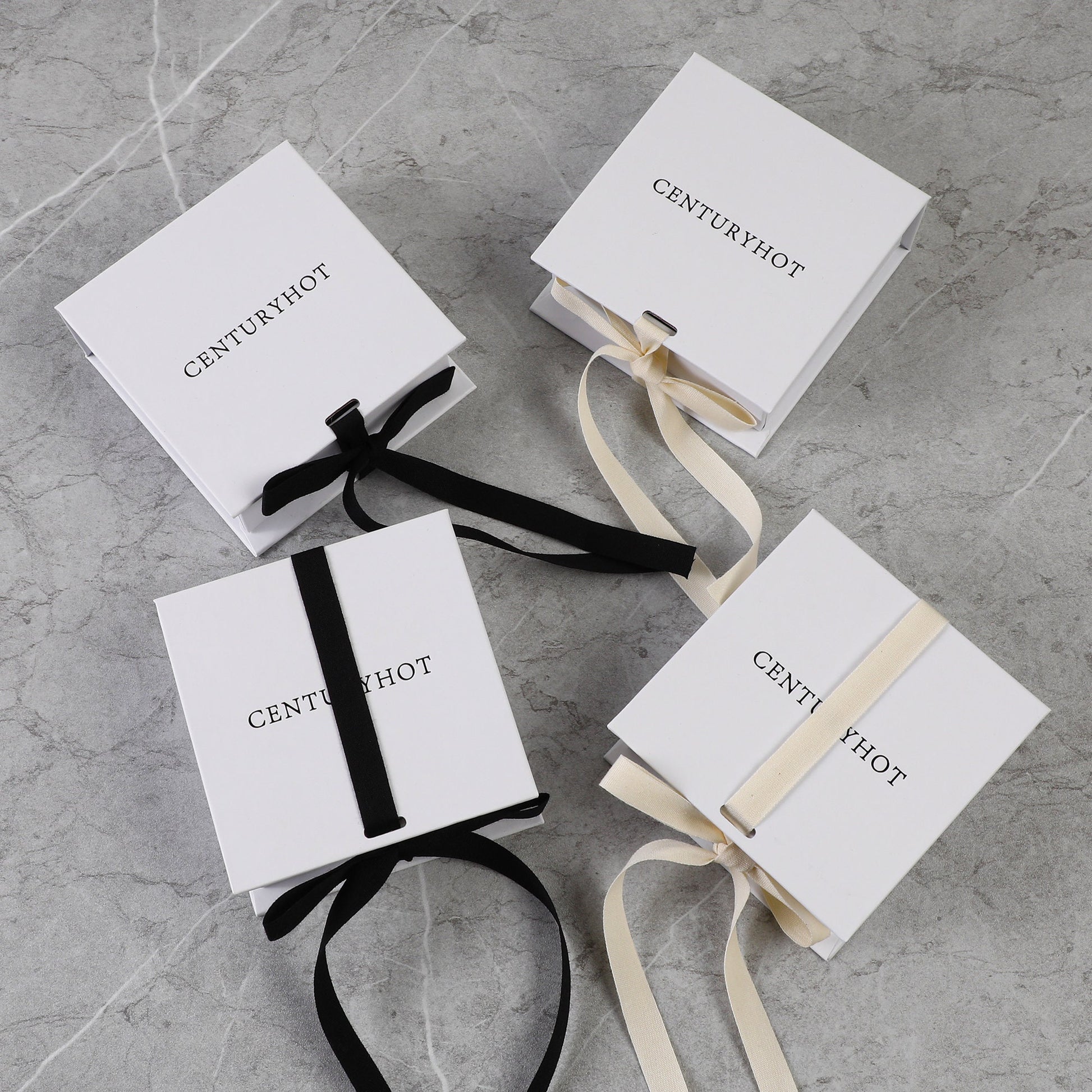 50 White Ribbon Gift Boxes: Custom Logo Jewelry Packaging-9