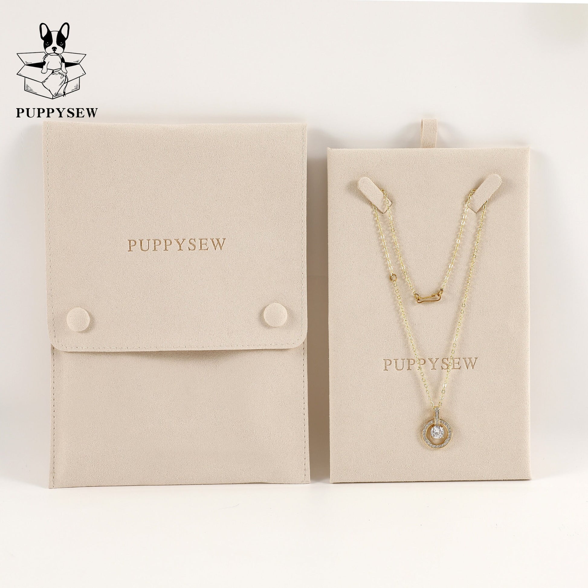 Microfiber Necklace Gift Bag with Snap & Clip, Personalized Jewelry Packaging-10