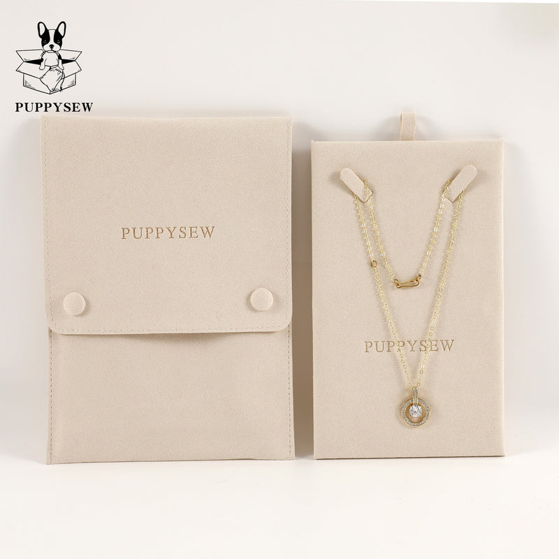Microfiber Necklace Gift Bag with Snap & Clip, Personalized Jewelry Packaging-zoom-