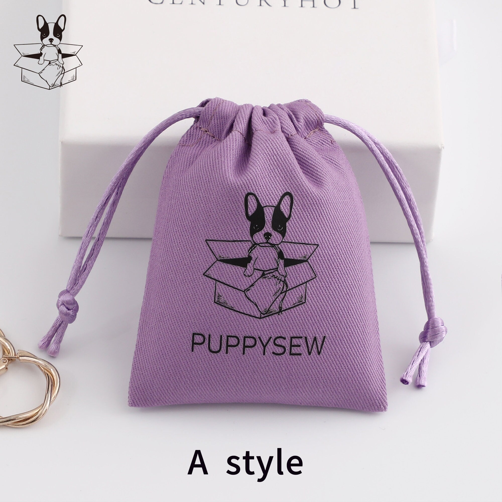Purple Cotton Drawstring Pouch, Personalized Logo, Jewelry Packaging-zoom-5