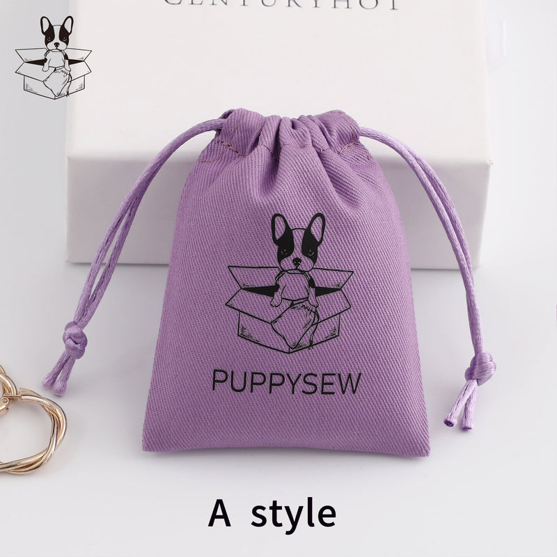 Purple Cotton Drawstring Pouch, Personalized Logo, Jewelry Packaging-zoom-
