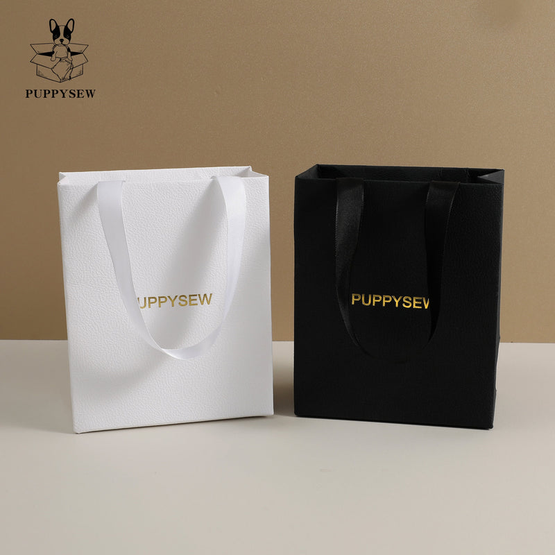 Custom Logo Gift Paper Bags, Textured Luxury Packaging (12.5x7.5x15 cm)-zoom-