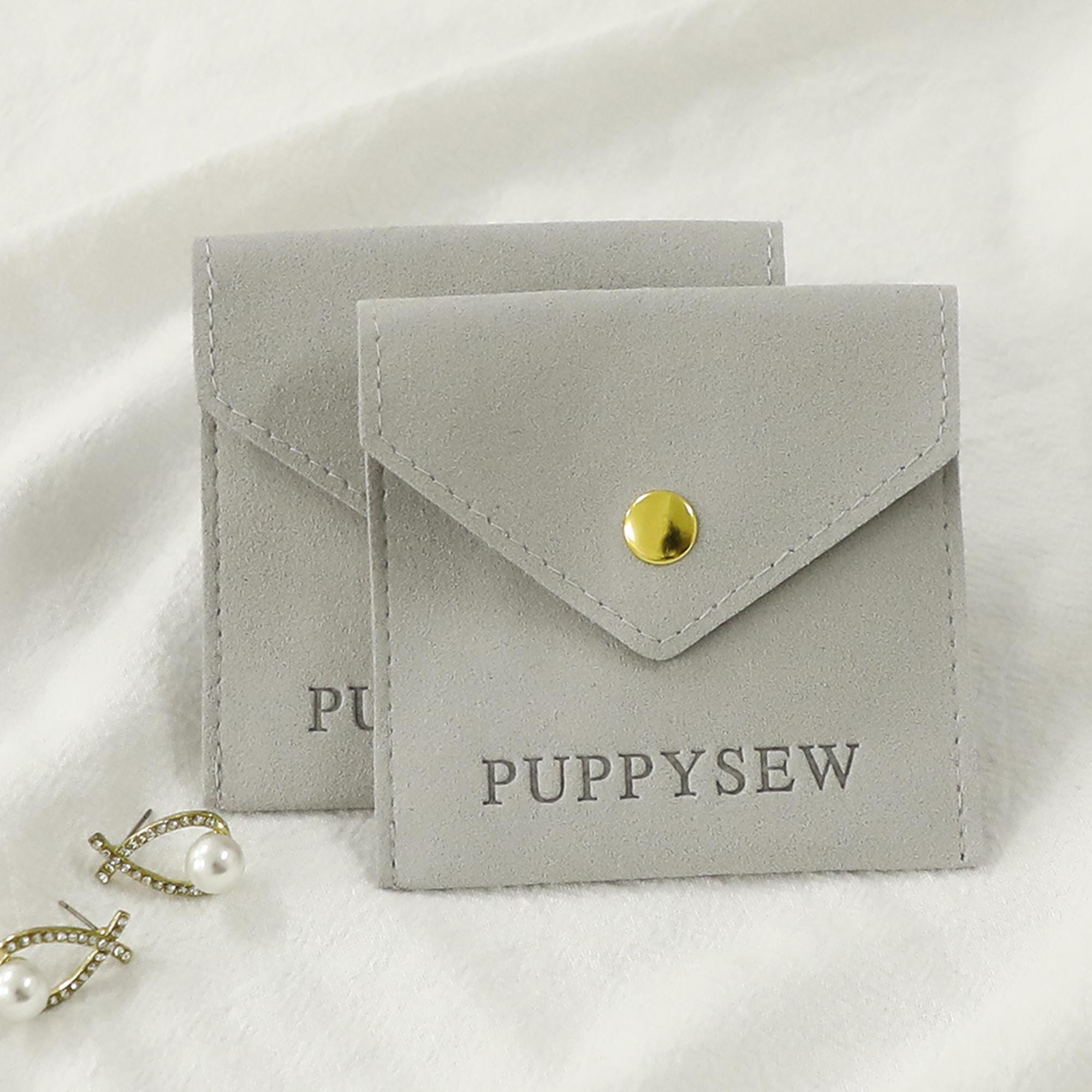 Custom Logo Microfiber Jewelry Pouch with Button (8x8cm)-zoom-3
