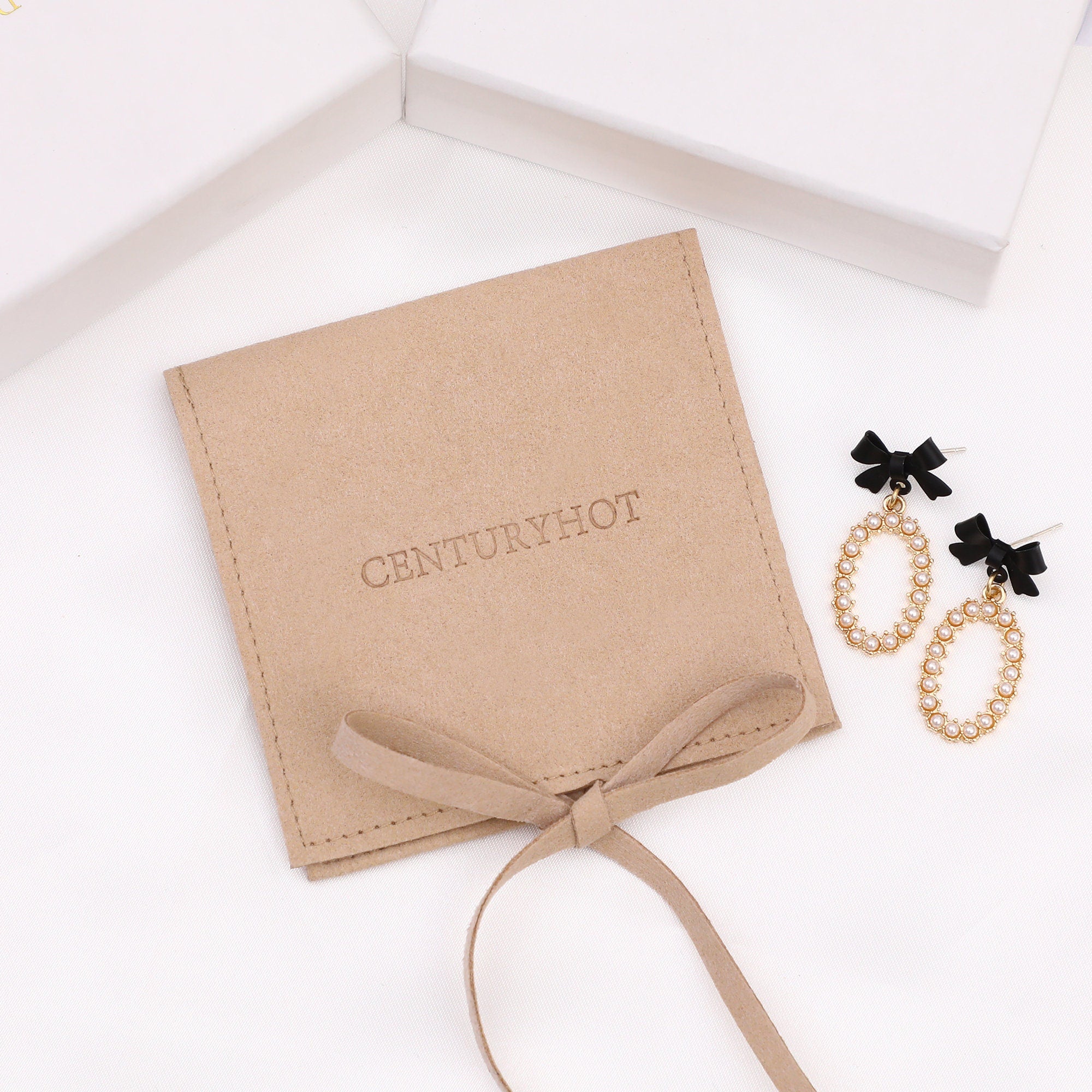 Custom Logo Microfiber Jewelry Bag, Sand Color Envelope Pouch-zoom-4