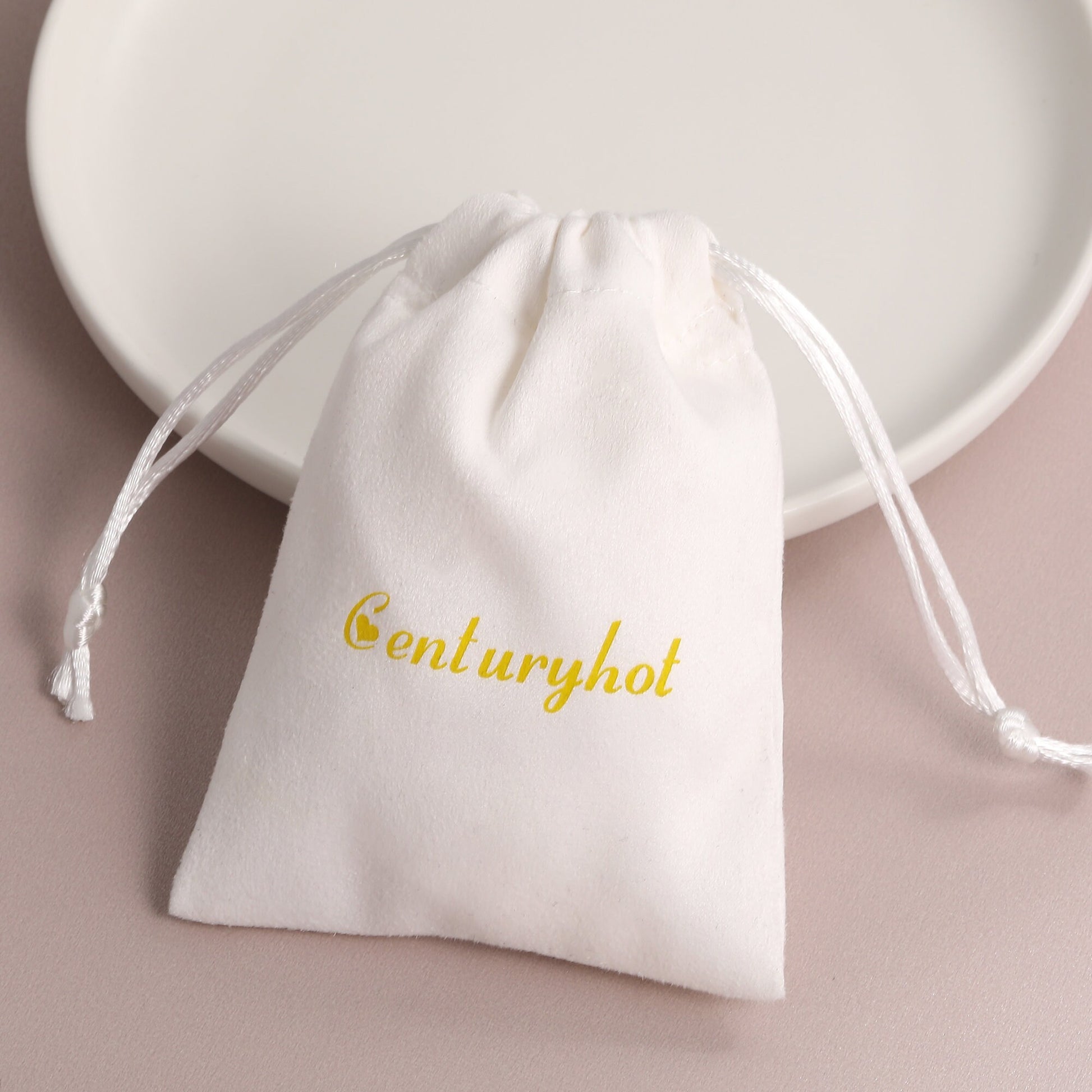50 Custom Logo Flannel Drawstring Bags, Jewelry Packaging-5