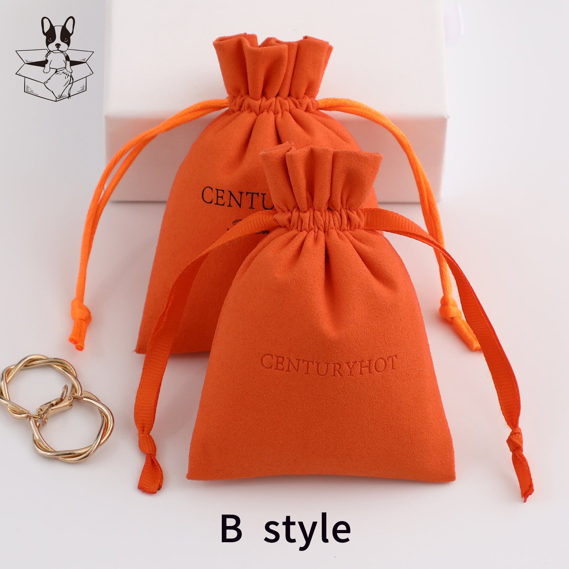 Personalized Orange Microfiber Drawstring Bag, Custom Logo Jewelry Packaging-8