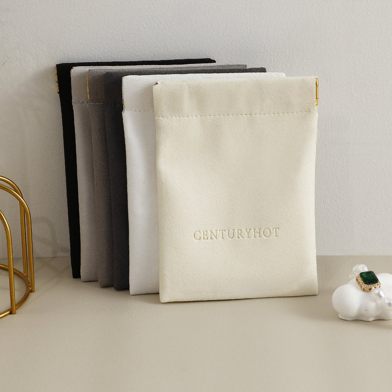 Custom Logo Microfiber Jewelry Bag, 8x8cm Snap Closure, 50pcs-zoom-