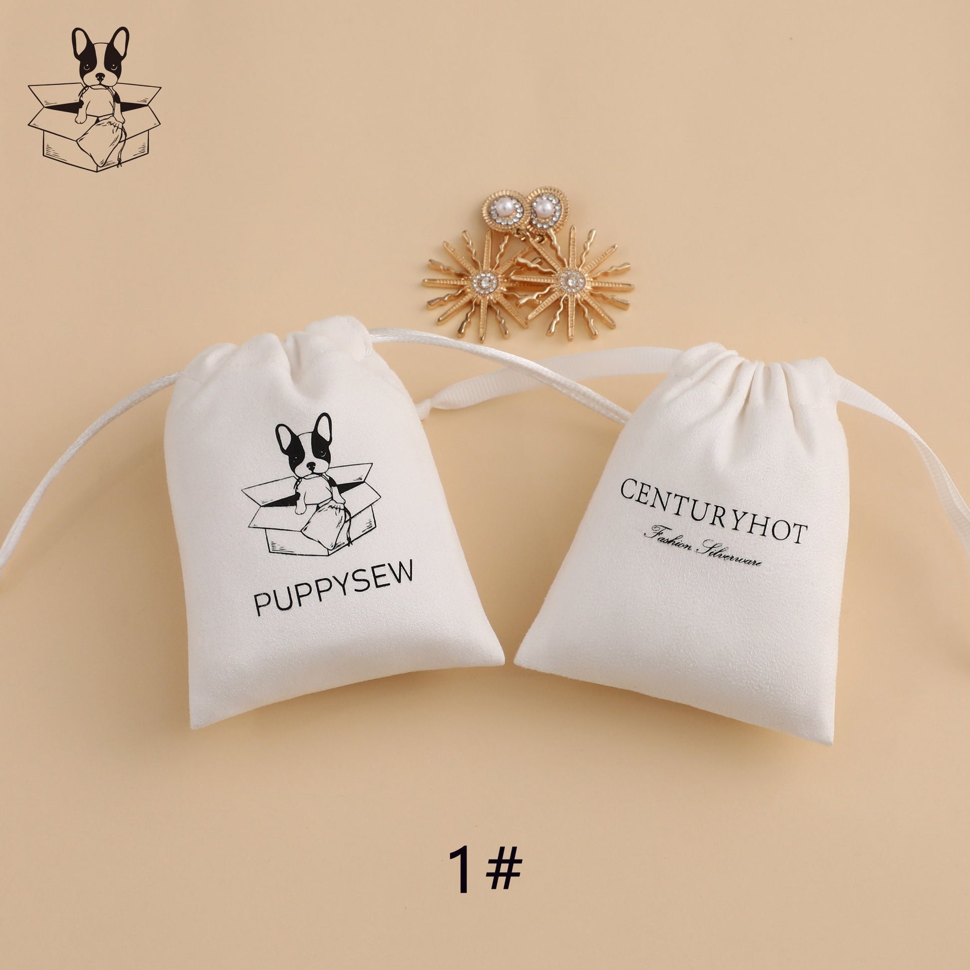 Personalized Logo Flannel Drawstring Bag, Custom Jewelry Pouch-3