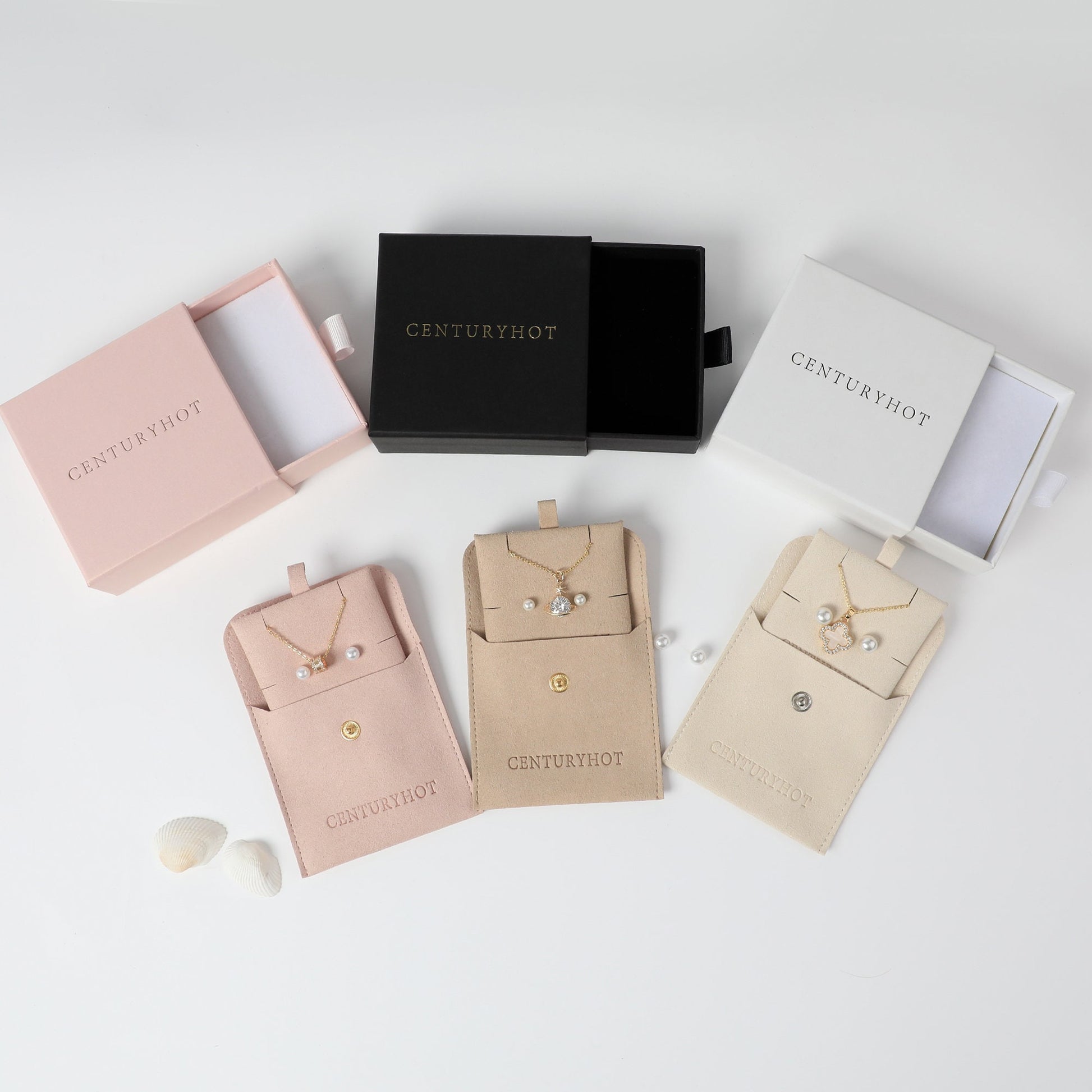 Custom Logo Jewelry Box with Bag & Necklace Clip-1