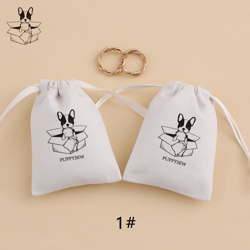 Custom Printed Canvas Drawstring Bag, Jewelry Packaging (50 pcs)-zoom-