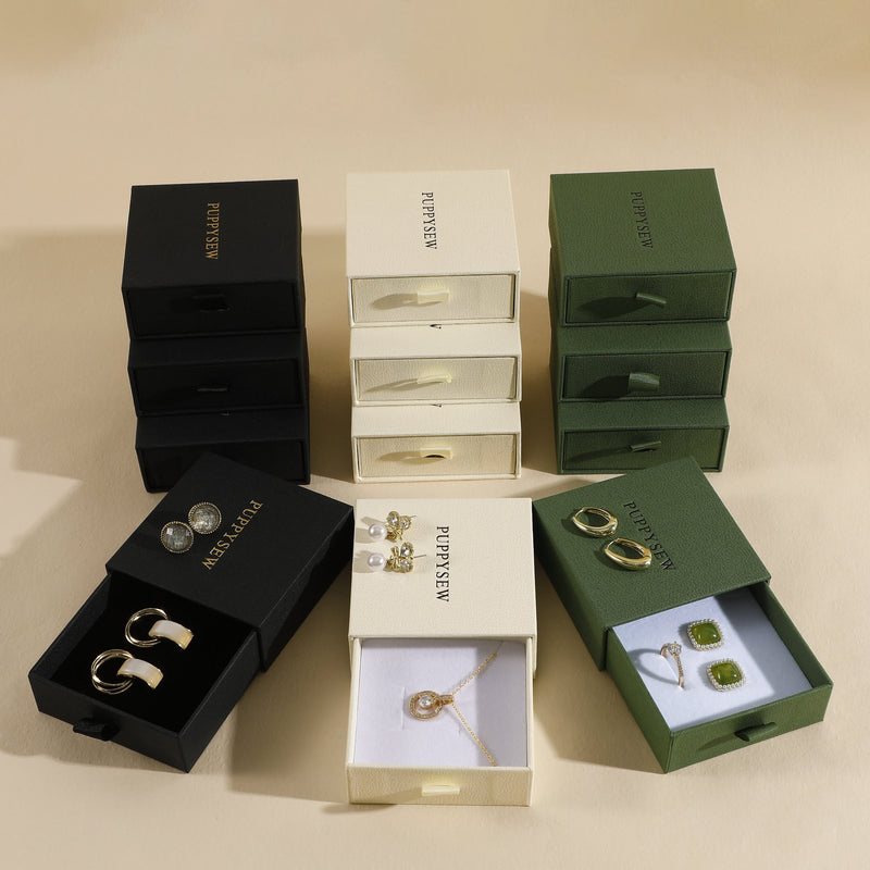 Exquisite Drawer Jewelry Box (9x9x3.5cm) - Personalized Logo Available-zoom-