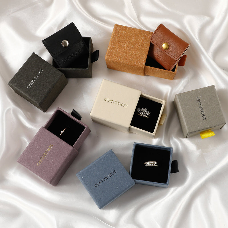 50 Personalized Logo Jewelry Gift Boxes with Sponge Pad-zoom-