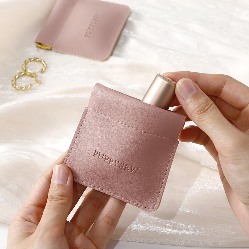 Custom Leather Jewelry Pouch, Snap Closure, Personalized Logo-zoom-